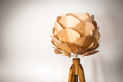 Tripod Floor Lamp Tripod Retro 60-70 Design Wood Flower