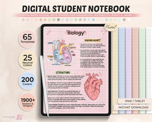 Portrait Digital Student Notebook with Tabs