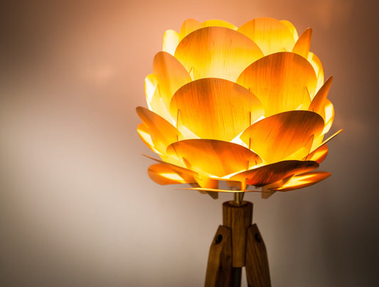 Tripod Floor Lamp Tripod Retro 60-70 Design Wood Flower