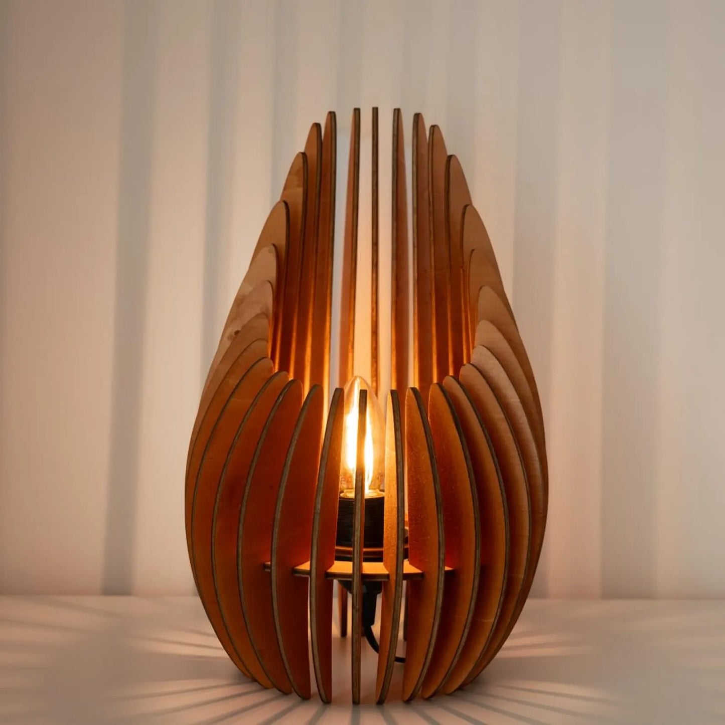 Handmade wooden scandinavian table lamp from Barcelona. Floor lamp
